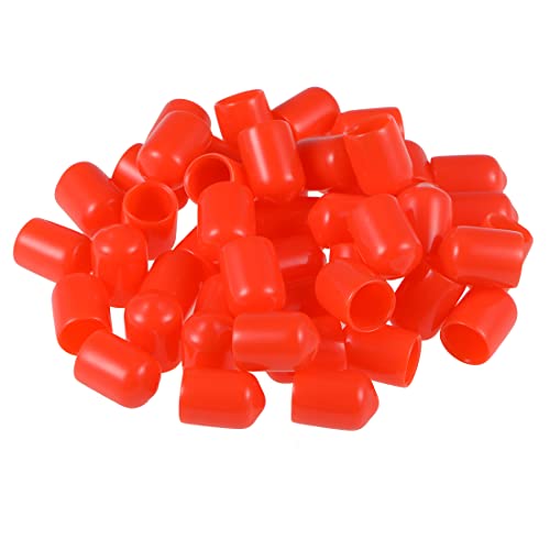 sourcing map 50 Stück Gummi Endkappen 9,5mm Innendurchm. Gummikappen Runde Schutzkappen Gummi Abdeckung Stopfen Möbelgleiter Bolzen Gewindeschutz für Schrauben Rohr Stuhlbeine, Rot von sourcing map