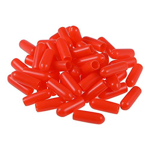 sourcing map 50 Stück Gummi Endkappen 4mm Innendurchm. Gummikappen Runde Schutzkappen Gummi Abdeckung Stopfen Möbelgleiter Bolzen Gewindeschutz für Schrauben Rohr Stuhlbeine, Rot von sourcing map
