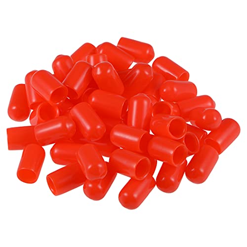sourcing map 50 Stück Gummi Endkappen 7,5mm Innendurchm. Gummikappen Runde Schutzkappen Gummi Abdeckung Stopfen Möbelgleiter Bolzen Gewindeschutz für Schrauben Rohr Stuhlbeine, Rot von sourcing map