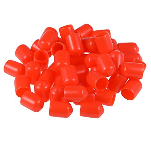 sourcing map 50 Stück Gummi Endkappen 9mm Innendurchm. Gummikappen Runde Schutzkappen Gummi Abdeckung Stopfen Möbelgleiter Bolzen Gewindeschutz für Schrauben Rohr Stuhlbeine, Rot von sourcing map