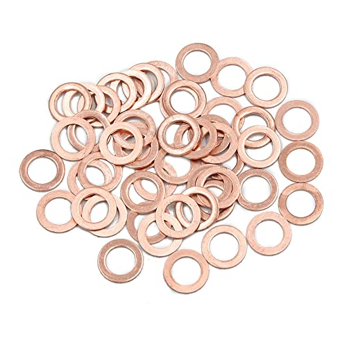 sourcing map 50Stk. Flache Dichtungsringe Kupfer Unterlegscheiben 10mm Innen von sourcing map