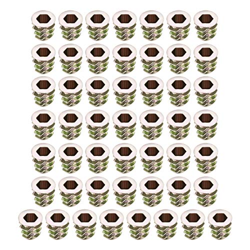 sourcing map 50Stk. Gewindeeinsatz Nut Einschraubmutter Zinklegierung Innensechskant M5 Innengewinde 10mm lang von sourcing map
