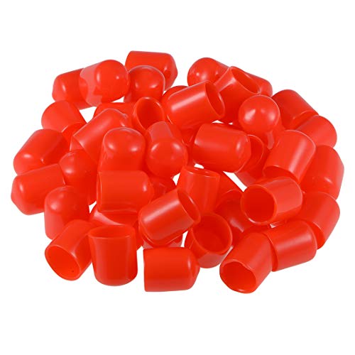 sourcing map 50 Stück Gummi Endkappen 14mm Innendurchm. Gummikappen Runde Schutzkappen Gummi Abdeckung Stopfen Möbelgleiter Bolzen Gewindeschutz für Schrauben Rohr Stuhlbeine, Rot von sourcing map