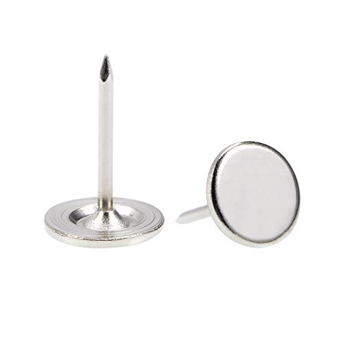 sourcing map 50 Stück Polsternägel, flacher Kopf 11mmx17mm Möbelnägel，Reißnägel für Möbel, Sofa Kopfteile Silber von sourcing map