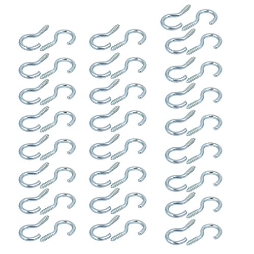 sourcing map 50pcs Ösen Haken Schrauben Sortiment Schraubhaken Ösenhaken Set 2.2mm Gewinde 20mm Länge Silber von uxcell