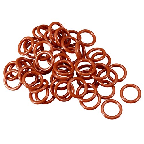 sourcing map 50Stk Silikon O-Ring 13mmx9mmx2mm VMQ Dichtring Dichtungsring Dichtung rot von sourcing map