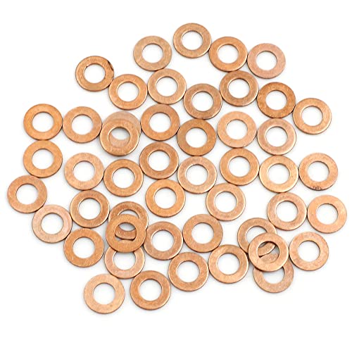 sourcing map 50 Stücke 6 mm Innendurchmesser Kupferscheiben Flachdichtungsringe für Auto von sourcing map