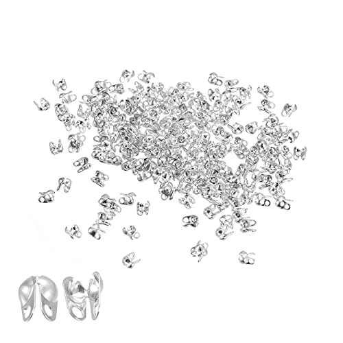 sourcing map 540 Stück Perlen Spitzen Knoten Abdeckung 4mm Metall Offene Perlenspitzen Clamshell Umklappung Perlenabdeckung für Schmuckherstellung DIY Silber von sourcing map