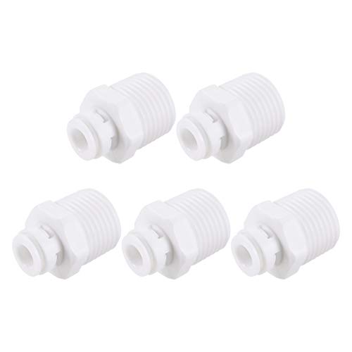 sourcing map 5St Schnellkupplung G1/2 Außengewinde an 1/4"Rohr gerade Anschluss 30mm weiß von sourcing map