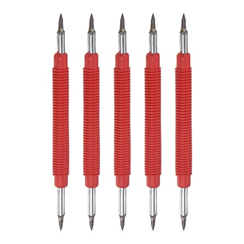 sourcing map 5Stk Doppel Kopf Wolfram Karbid Spitze Reißnadel Legierung Radierung Gravur Stift Kupferstecher Ritz Geräte für Metall Glas Holz Marmor Rot von sourcing map