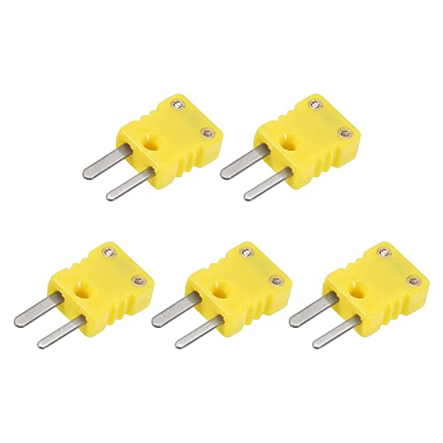 sourcing map 5Stk K Typ Thermoelement Draht Steckverbinder Stecker Steckdose Adapter Hohe Temperatur 120°C(248°F) für Thermoelement Sensor Fühler Gelb von sourcing map