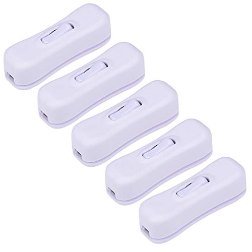 sourcing map 5Stk. Inline Schnurschalter AC 250V 2A SPST Lampenlicht Wippschalter Weiß von sourcing map