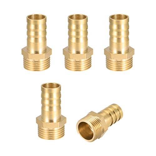 sourcing map 5Stk. Messing Schlauchanschluss Stecker Adapter 12mm Widerhaken x3/8"G Außenrohr von sourcing map