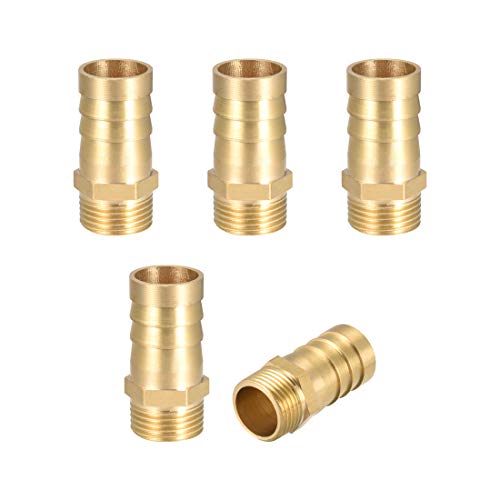 sourcing map 5 Stück Schlauchtülle Messing Schlauchtülle Messing Schlauchanschluss Schlauchverbinder Stecker Adapter Schlauchadapter 16mm Widerhaken x G3/8 Außenrohr von sourcing map