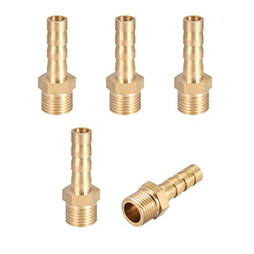 sourcing map 5Stk. Messing Widerhaken Rohr Stecker Adapter 6mm Widerhaken x G1/8 Außenrohr von sourcing map