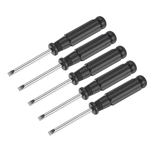 sourcing map 5Stk. Mini Schlitz Schraubendreher, 4,0mm Flachkopf mit schwarzem Griff für Kleingeräte von sourcing map