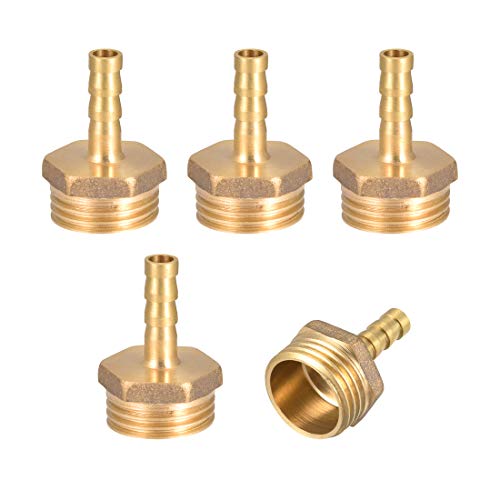 sourcing map 5 Stück Schlauchtülle Messing Schlauchanschluss Schlauchverbinder Stecker Adapter Schlauchadapter 6mm Widerhaken x 1/2 "G Buchse Rohr von sourcing map