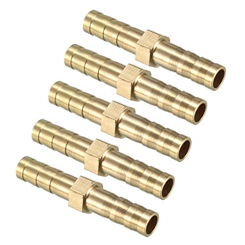 sourcing map 6mm Messing Schlauchtülle, Rohrverschraubung Kupplung Anschluss Adapter für Luft Gas Wasser Kraftstoff 5 Stück von sourcing map
