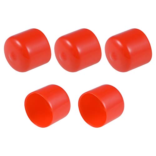 sourcing map 5 Stück Gummi Endkappen 26mm Innendurchm. Gummikappen Runde Schutzkappen Gummi Abdeckung Stopfen Möbelgleiter Bolzen Gewindeschutz für Schrauben Rohr Stuhlbeine, Rot von sourcing map