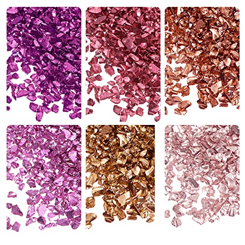 sourcing map 6 Farben Glassplitter 1-4mm unregelmäßig glitzernd metallisch Glas 28g Rot von sourcing map