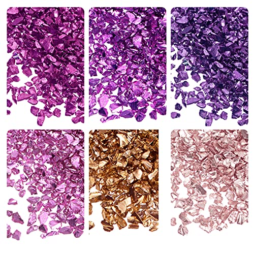 sourcing map 6 Farben Glassplitter 1-4mm unregelmäßig glitzernd metallisch Glas 28g rosa von sourcing map