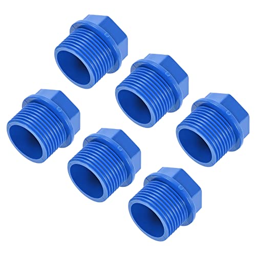 sourcing map 6 Pack Rohrstopfen G3/4 Außengewinde PVC Sechskantkopf Endkappe für Wassererhitzerablauf Haus Garten, Blau sourcing map 6 Pack Rohrstopfen G3/4 Außengewinde PVC Sechskantkopf Endkappe für Wassererhitzerablauf Haus Garten, Blau von sourcing map