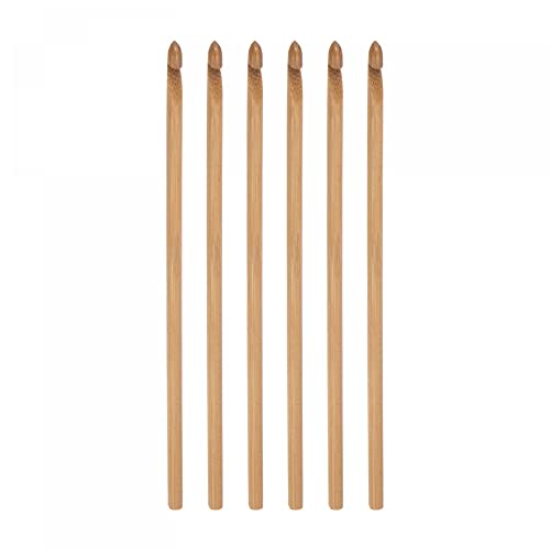 sourcing map 6 Stück Häkelnadel Bambus aus Holz Häkelnadel Holz Häkelnadel Set Häkelnadel Set 5mm Stricknadeln Häkelnadel Ersatz Lange Häkelnadel Häkelnadeln für Anfänger DIY Bastelgarn von sourcing map