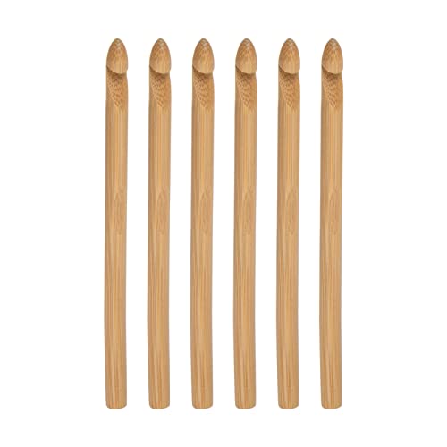 sourcing map 6 Stück Häkelnadel Bambus aus Holz Häkelnadel Holz Häkelnadel Set Häkelnadel Set 9,0mm Stricknadeln Häkelnadel Ersatz Lange Häkelnadel Häkelnadeln für Anfänger DIY Bastelgarn von sourcing map