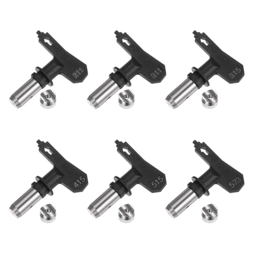 sourcing map 6 Stück verschiedene Größen umkehrbare Spritzdüsen für Airless-Spritzgerät 211, 311, 315, 415, 515, 523 Farbspritzdüsen Spritzgerät Ersatzteile, Schwarz sourcing map 6 Stück verschiedene Größen umkehrbare Spritzdüsen für Airless-Spritzgerät 211, 311, 315, 415, 515, 523 Farbspritzdüsen Spritzgerät Ersatzteile, Schwarz von sourcing map