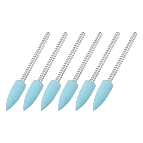 sourcing map 6Stk 600 Korn Schleifstifte Schleifstein 1/4" Schaft 1/9" Durchm Spitzschleif Schleifen und Polierköpfe für Entgraten Schwabbeln von sourcing map