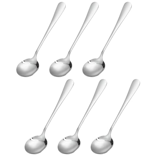 sourcing map 6Stk Edelstahl Suppenlöffel 6.5" Teelöffel Runde Esslöffel Dessertlöffel für Abendessen Brühe Kaffee Suppe Silber von sourcing map