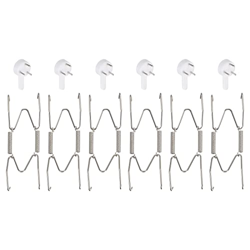 sourcing map 6Stk Platte Aufhänger 4/5" Edelstahl Unsichtbarer Wand Platte Aufhänger mit 6Stk Wand Haken und 24Stk Beschützer für Dekorativ Platten Silber von sourcing map