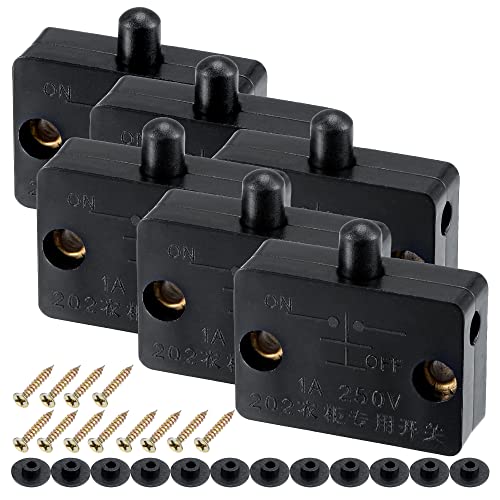 sourcing map 6Stk Schranklampenschalter AC 110-250V 1A Momentan Normal Öffnen Tür Kleiderschrank Berühren für Haushaltsmöbel Schrank Schwarz von sourcing map