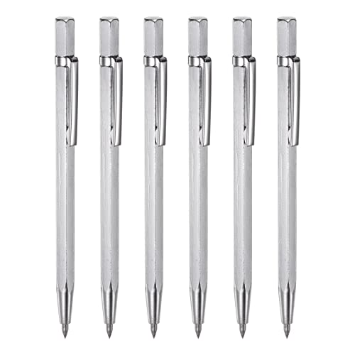 sourcing map 6Stk Wolfram Karbid Spitze Reißnadel mit Clip Legierung Radierung Stift Schnitzerei Kupferstecher Ritzung Geräte für Metall Glas Keramik Marmor von sourcing map
