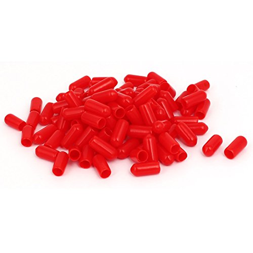 sourcing map 6mm InnenDia Gummi Isolierte Endkappe Schraubgewinde Schutzhülle Rot 100 Stück von uxcell