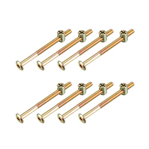 sourcing map 8 Set Möbel Bolzen Mutter Satz Sechskant Sockel Schraube M6x80mm feste Hardware für Betten Kopfteile mit Fassmuttern von sourcing map