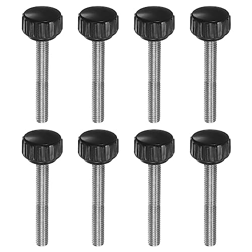 sourcing map 8 Stück gerändelte Knäufe M5 x 40 mm Außengewinde 16 mm Kopf Griff Kunststoff metrische Klemmknöpfe Griffe Rändelschrauben mit Gewindebolzen, schwarz von sourcing map