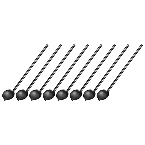 sourcing map 8Stk Edelstahl Löffel Strohhalme 7.5" Wiederverwendbar Metall Lang Griff Stroh Löffel Rund Geformt Trinken Strohhalme für Milkshake Getränke Cocktail Schwarz von sourcing map