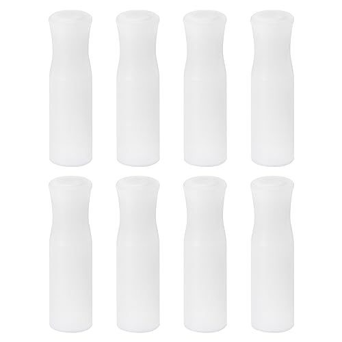 sourcing map 8Stk Silikon Strohspitzen Metall Stroh Abdeckungen Weich Wiederverwendbar Strohhalme Spitzen Passend für 1/3" (8mm) AD Edelstahl Strohhalme Weiß von sourcing map