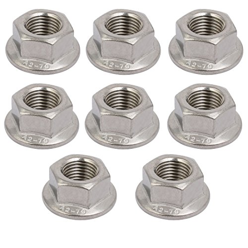 sourcing map 8 Stück M12x1,25mm Stellschraube Flanschmuttern Metrisch Feingewinde 304 Edelstahl Sechskantmutter von sourcing map