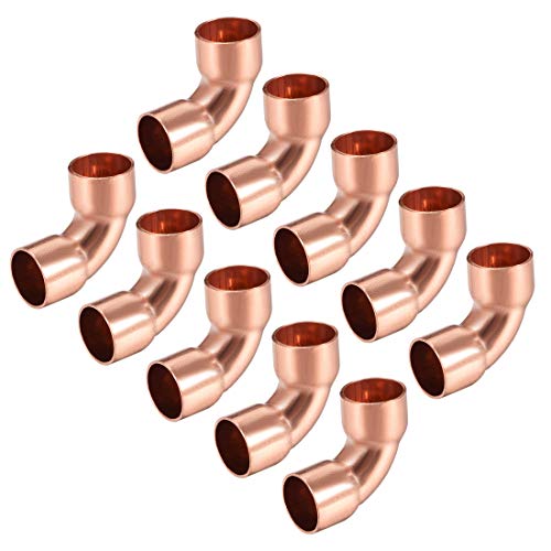 sourcing map 10 Stück 90 Grad Kupferbogen 9,5mm Ellenbogen Kupferrohr Rohrverschraubung Verbinder für Klempnerarbeit von sourcing map
