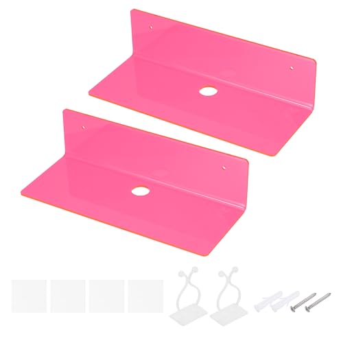 sourcing map Acryl-Regale für die Wand, 22,9 cm, rosa, schwebende Regale, Wandhalterung, Ausstellungsregal, Organizer für Badezimmer, Schlafzimmer, Wohnzimmer, Raumdekoration, 2 Stück von sourcing map