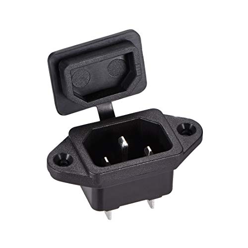 sourcing map Adapter für Plattenmontage Stecker IEC Einlassmodulstecker mit Bedeckung 3Pins AC 250V 10A C14 von sourcing map