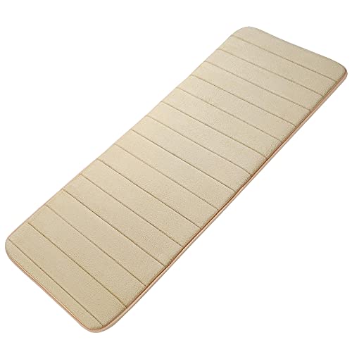 sourcing map Badematte Badteppich rutschfeste Waschbar schnell trocknend er Langer Teppich aus Memory Foam Weich & Gummi Beige 40x120cm von sourcing map