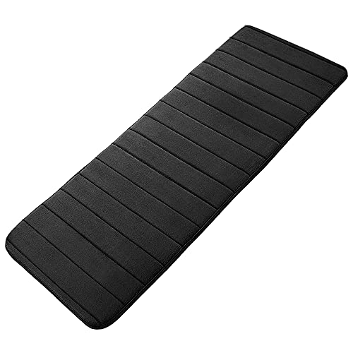 sourcing map Badematte Badteppich rutschfeste Waschbar schnell trocknend er Langer Teppich aus Memory Foam Weich & Gummi Schwarz 40x120cm von sourcing map