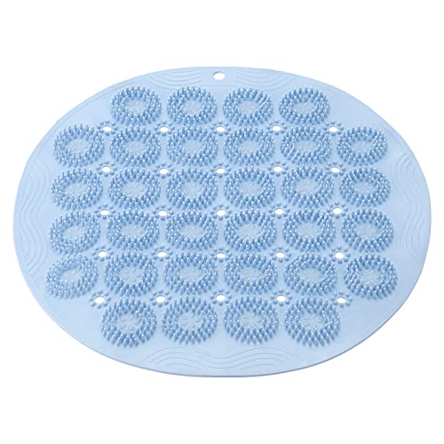 sourcing map Badewannen-Duschmatte, 30 x 30 cm PVC rutschfeste runde Form Duschmatte mit Ablauflöchern, Saugnäpfe für Badezimmer Badewanne, Blau von sourcing map