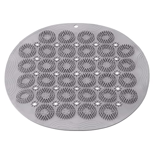 sourcing map Badewannen-Duschmatte, 30 x 30 cm PVC rutschfeste runde Form Duschmatte mit Ablauflöchern, Saugnäpfe für Badezimmer Badewanne, Grau von sourcing map