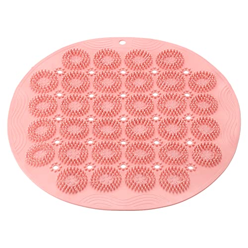 sourcing map Badewannen-Duschmatte, 30 x 30 cm PVC rutschfeste runde Form Duschmatte mit Ablauflöchern, Saugnäpfe für Badezimmer Badewanne, Rosa von sourcing map