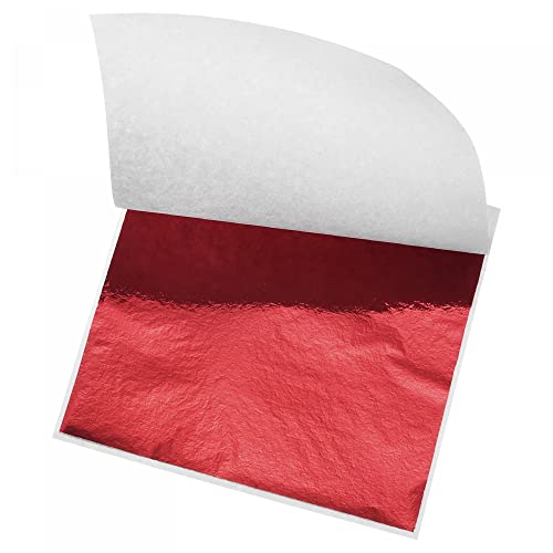 sourcing map Blattgold Folienblatt Rotes Blatt Papier 8,4 x 7,9 cm für Kunst Dekoration Skulpturen Malerei 100 Stück von sourcing map