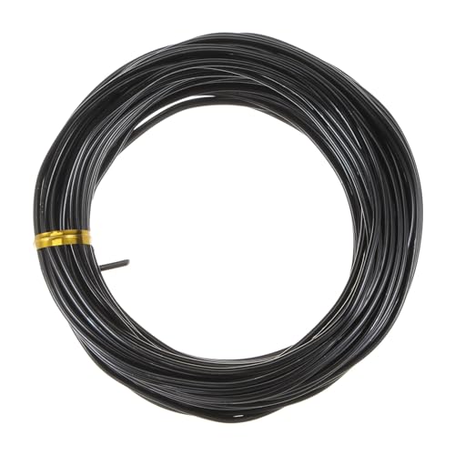 sourcing map Bonsai Training Draht 2mm Gesamt 20mm 66Ft Eloxierter Aluminium Draht Rostbeständigkeit Garten Draht für Pflanzen Bonsai Bäume Formgebung Biegen Innen Schwarz von sourcing map